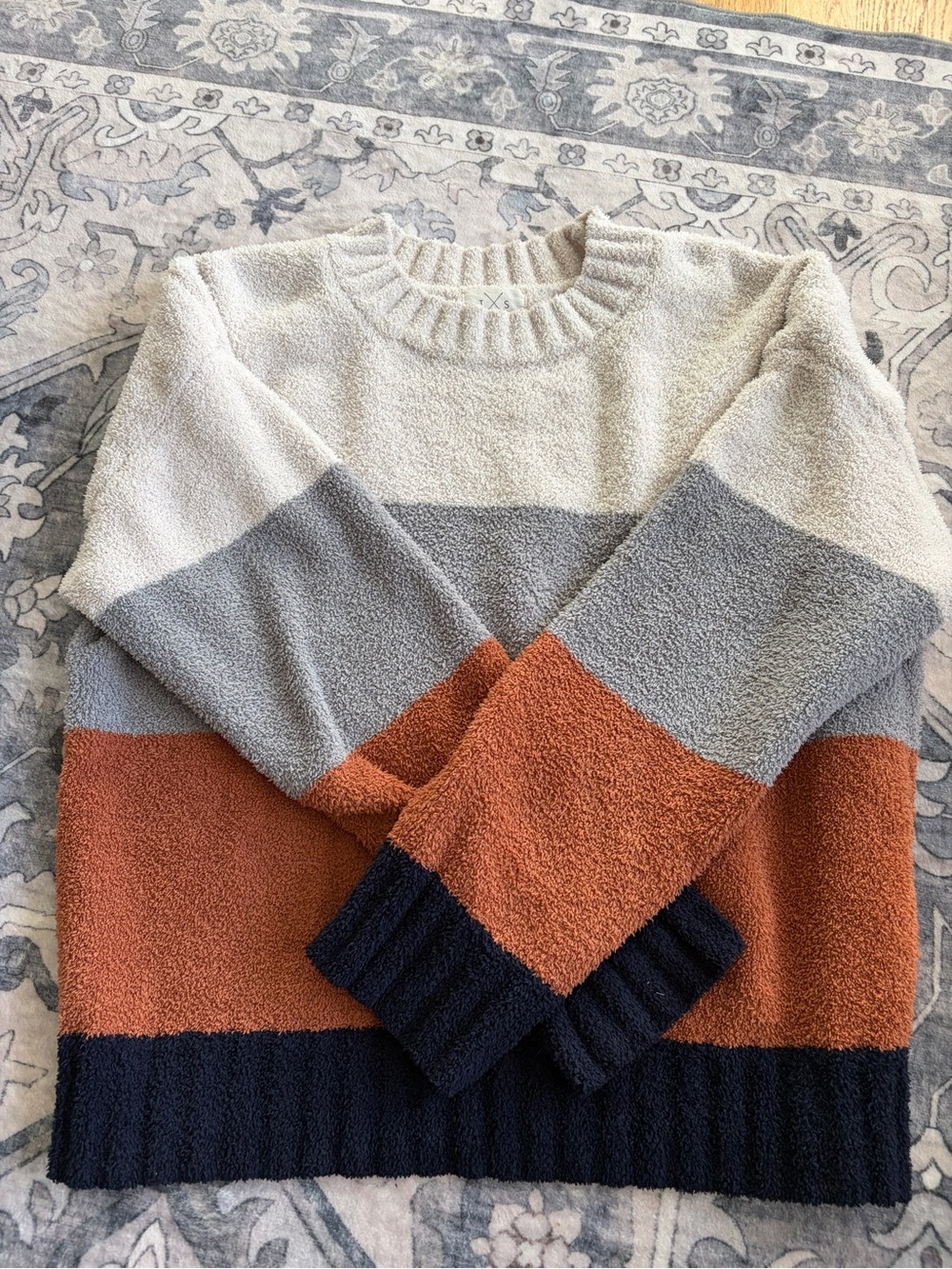 Thread & Supply Colorblock Crewneck Sweater in Cream, Gray, Rust & Navy